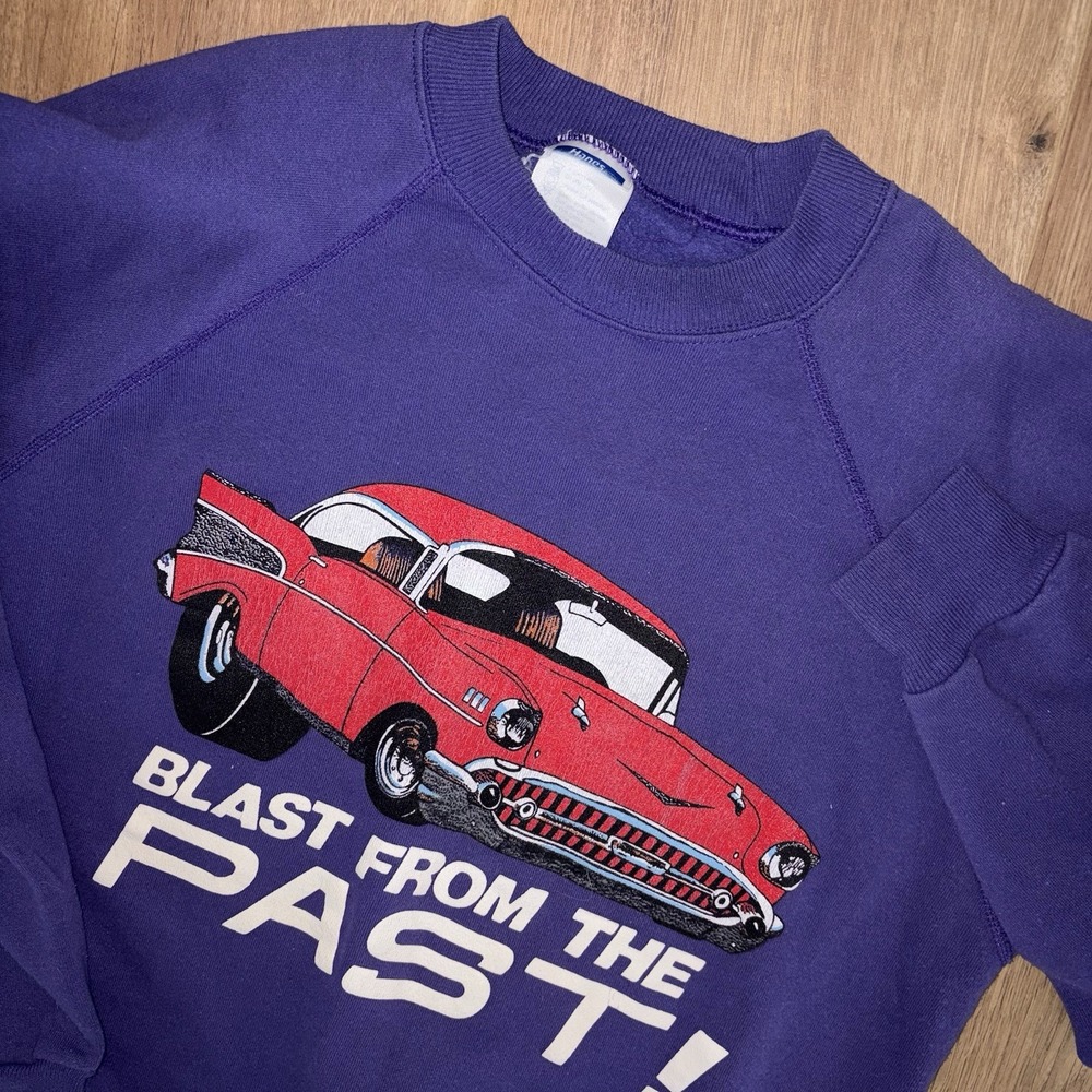 Vintage Hanes Crewneck Sweater Car Blast From The Past Logo Mens XL  Made In USA